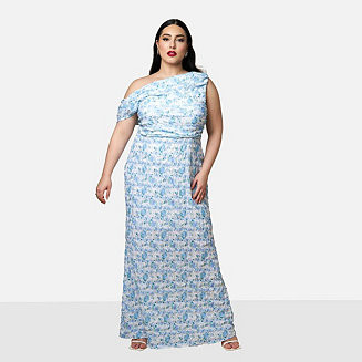 Plus Size Forget Me Not Floral Asymmetrical Maxi Bodycon Dress | Macy's
