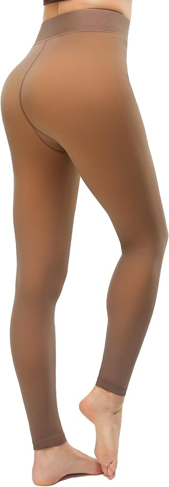 KBVOT Fleece Lined Tights Women Sheer Warm Pantyhose Leggings Fake Translucent Thermal Winter Thi... | Amazon (US)