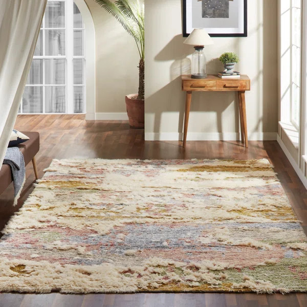 Helenville Abstract Hand Knotted Wool Ivory Area Rug | Wayfair North America