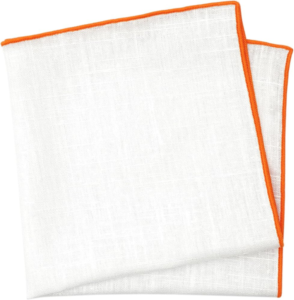 BELLUNO White Pocket Square with Embroidered Color Edge | Amazon (US)