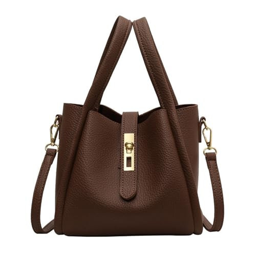 Krccom Trendy Vintage Bucket Bag,Women's Bucket Bag Crossbody Bag Single Shoulder Handbag Suitable for Work Shopping Travel (Coffee,M) | Amazon (US)