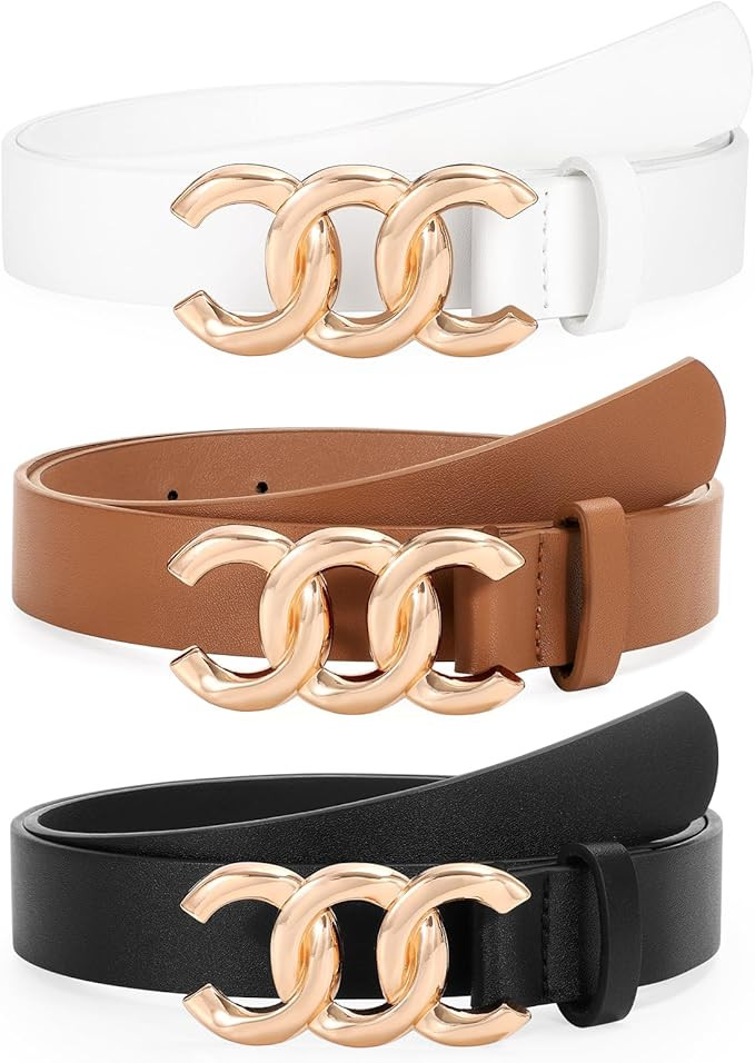 3 Pack Women's Belts for Jeans Pants Fashion Waist Belts for Ladies Leather Belts | Amazon (US)