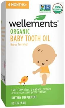 Wellements Organic Baby Tooth Oil for Teething, Free from Dyes, Parabens, Preservatives, 0.5 Fl o... | Amazon (US)