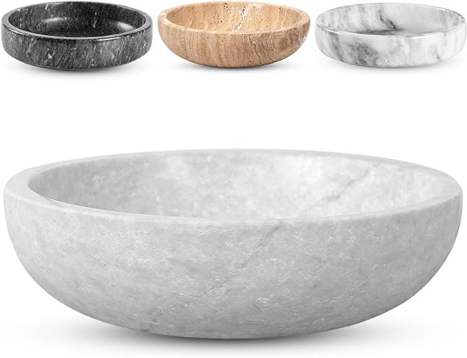 FNTSTICGOODS Travertine Decorative Bowl - 7.8” Diameter & 2” Height - Key Bowl for Entryway T... | Amazon (US)