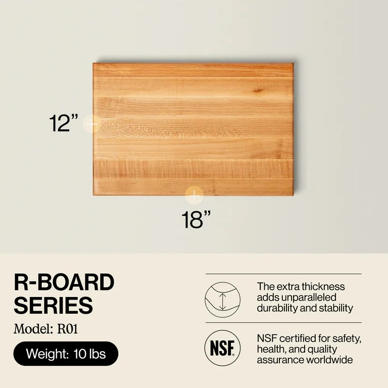John Boos R-Board Reversible Wood Cutting Board, 18" x 12" x 1 1/2", Maple | Walmart (US)