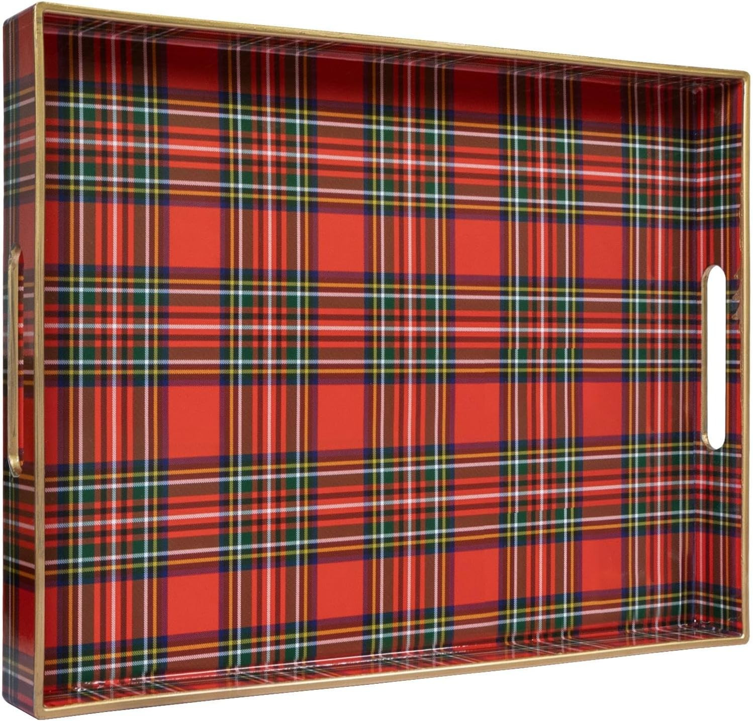 MAONAME Serving Tray with Handles, Christmas Plastic Decorative Tray for Coffee Table, Morocco Re... | Amazon (US)