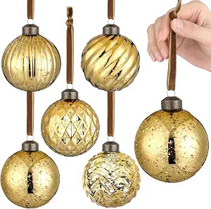 6 Pcs Christmas Glass Ball Ornaments Large Hanging Mercury Vintage Balls Christmas Tree Decoratio... | Amazon (US)
