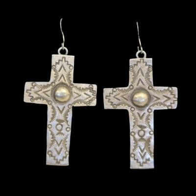 Navajo Sterling Silver  Cross Earrings by S. Willie 2 3/8" L  | eBay | eBay US