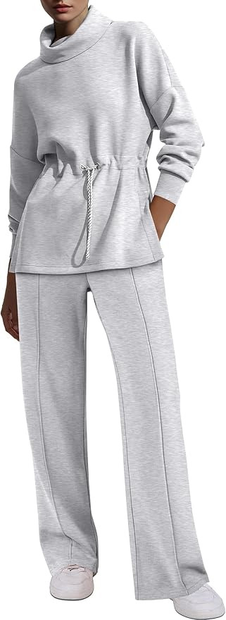 ANRABESS Womens 2 Piece Sweatsuits Turtleneck Sweatshirts Sweatpants Tracksuit Sets 2024 Fall Swe... | Amazon (US)