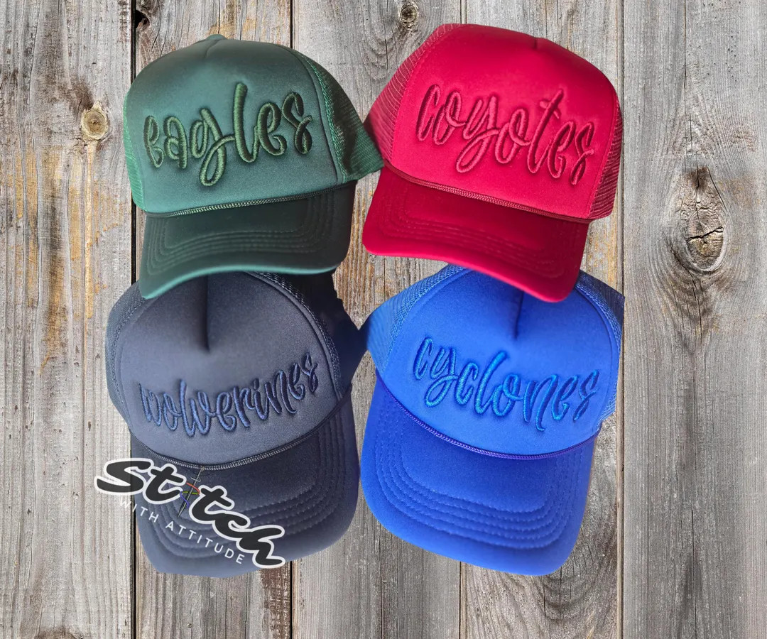 Custom Mascot Name Foam Trucker Hat – Embroidered tone-on-tone design – Game Day School Spiri... | Etsy (US)