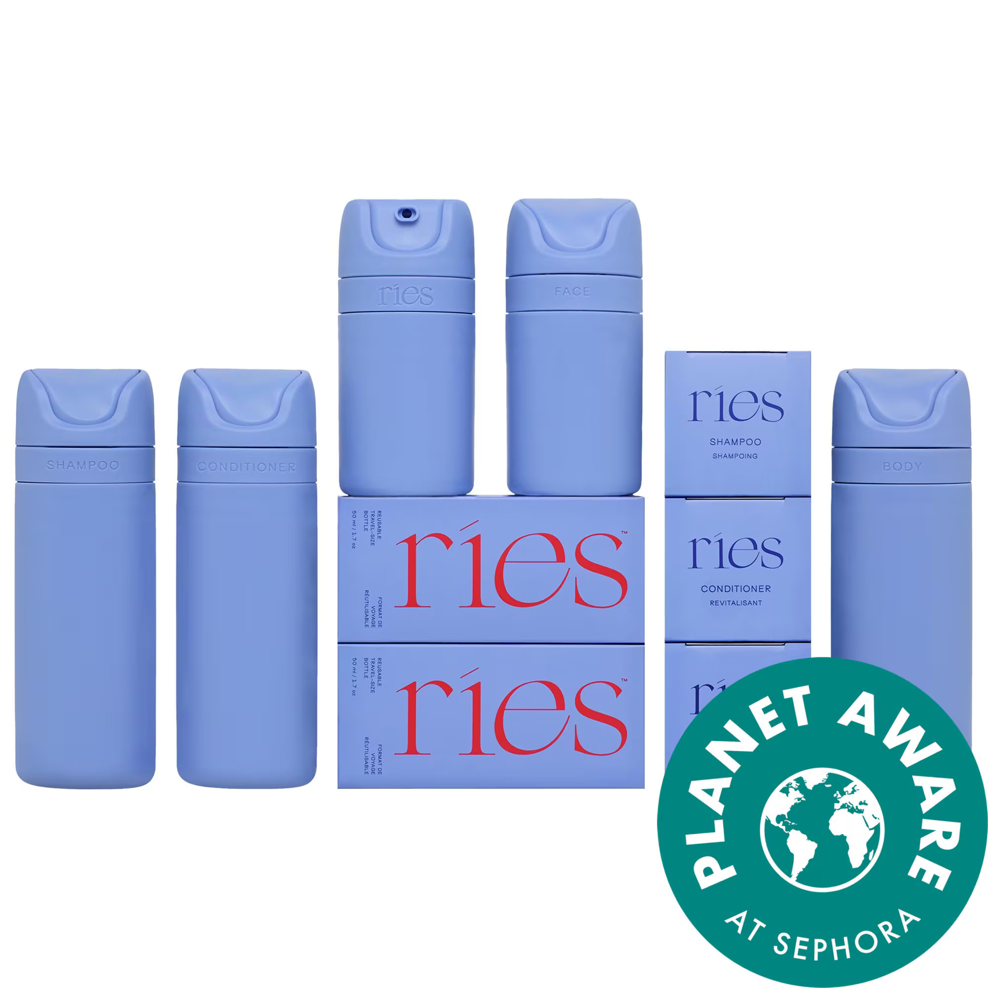 RIES The Essential Refillable Travel Container Set in Blue | Sephora (US)