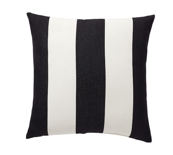 Outdoor Pb Classic Stripe Pillow, 20", Black | Pottery Barn (US)