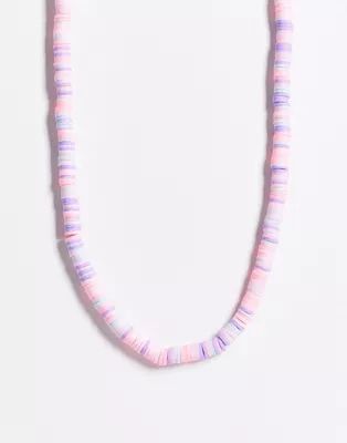 ASOS DESIGN Curve necklace in pastel pink chip beads | ASOS (Global)