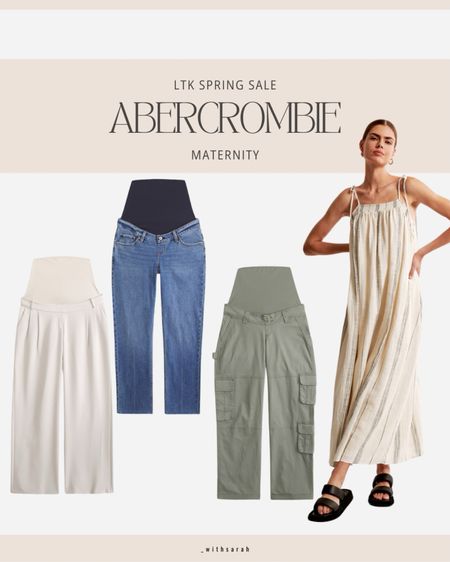 Abercrombie has so many great maternity pieces- stretchy pants and flowy dresses 🫶🏼 
