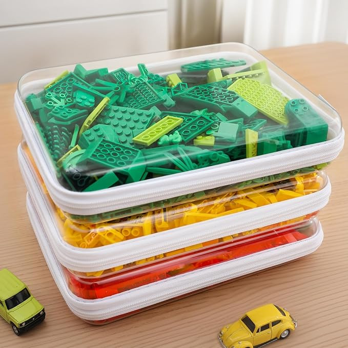 3PCS Large Clear Hard Shell Zippered Case, Diaper Bag Organizing Pouches, Waterproof Cosmetic Bag... | Amazon (US)