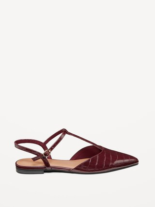 Faux-Leather Mary Jane T-Strap Flats for Women | Old Navy (US)