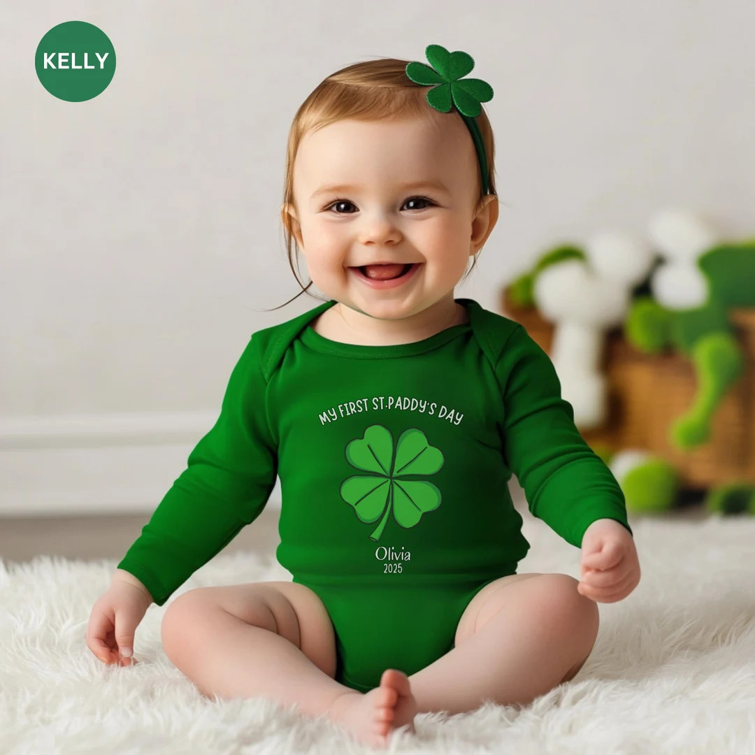 Personalized St Patrick's Day Baby Shirt, Baby's First St Patrick's Day Shirt, St Paddy's Baby Sh... | Etsy (US)