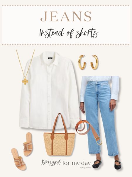 Instead of shorts, wear jeans! Here is a style board for inspiration.✨

#LTKover40 #LTKstyletip #LTKmidsize