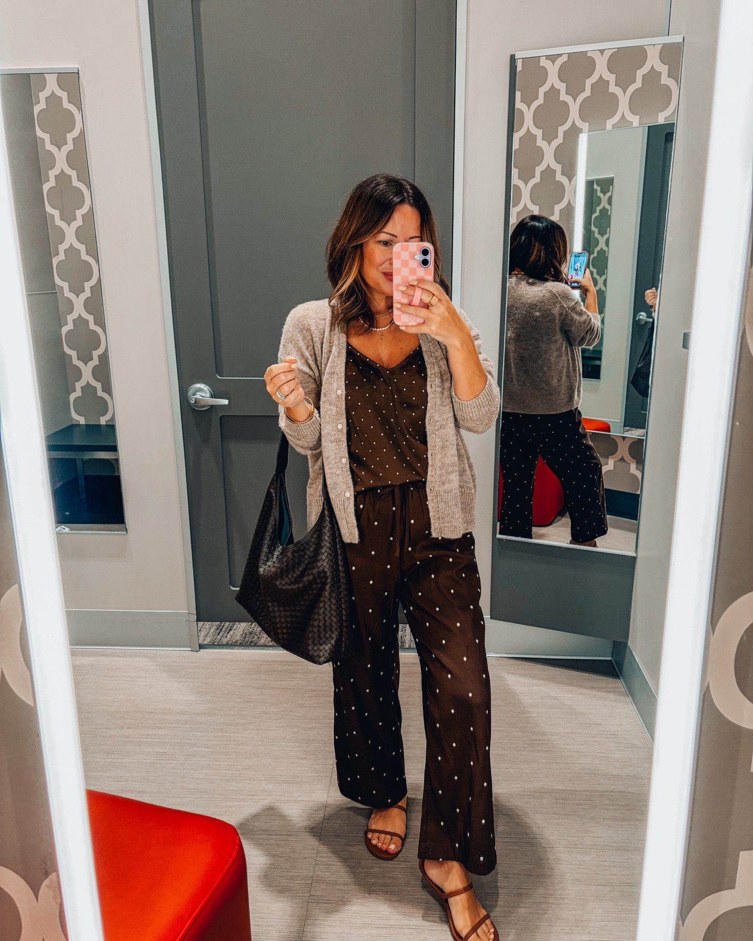 Fall outfit finds 🤎 This polka dot set is so cute styled with a cozy cardigan + everyday tote. Everything linked!

#LTKootd #LTKSeasonal #LTKstorytime