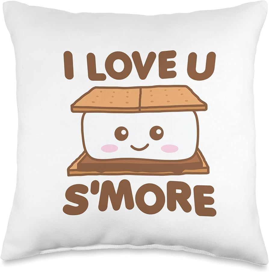 Cute Kawaii S'more Tees I Love You Smore Funny Camping S'More Pun Dark Throw Pillow, 16x16, Multi... | Amazon (US)
