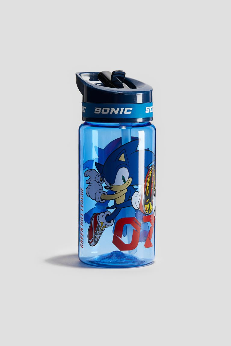Printed Water Bottle - Blue/Sonic the Hedgehog - Kids | H&M US | H&M (US + CA)