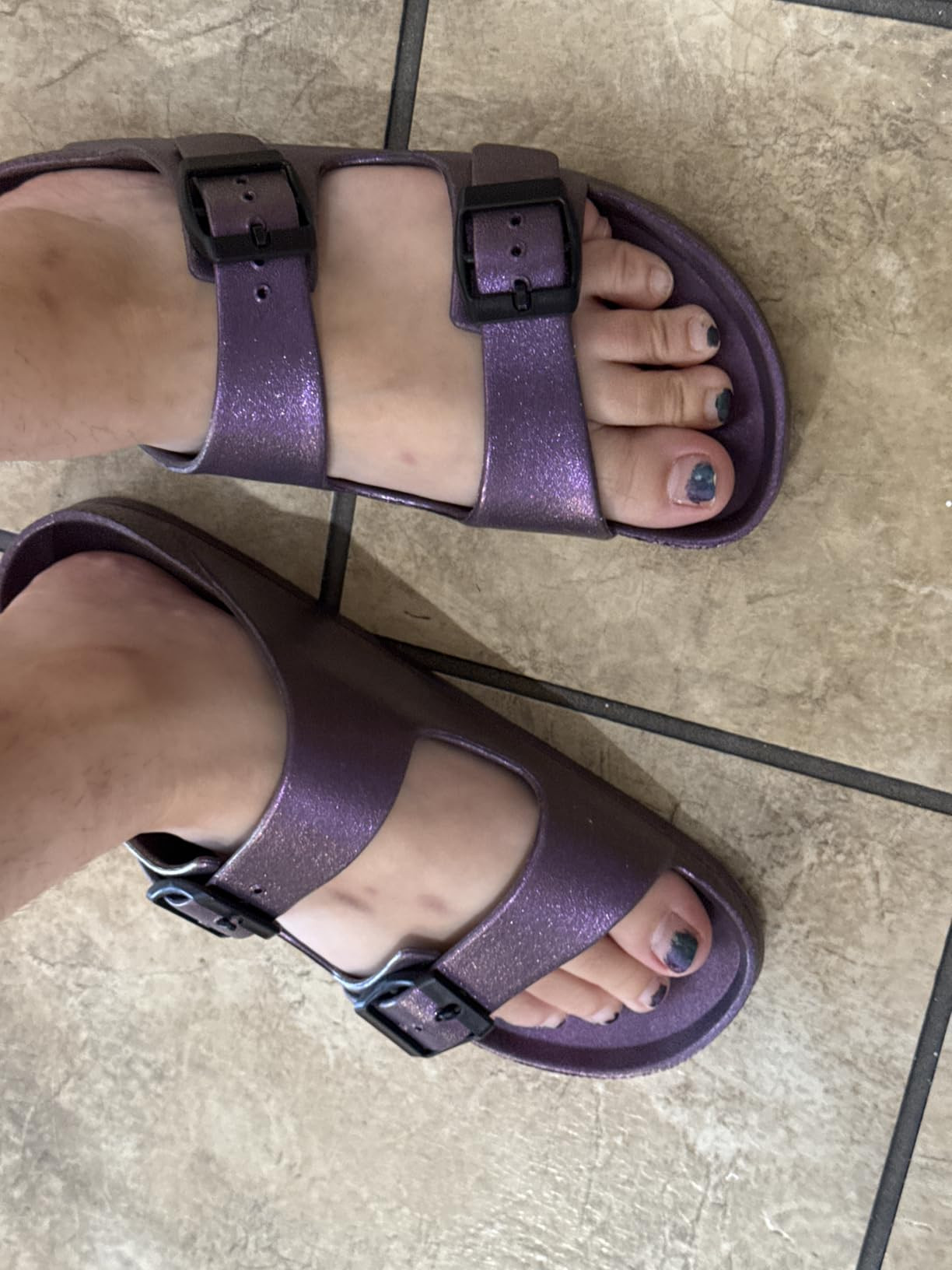 FUNKYMONKEY Women's Comfort Slides Double Buckle Adjustable Plastics Flat Sandals | Amazon (US)