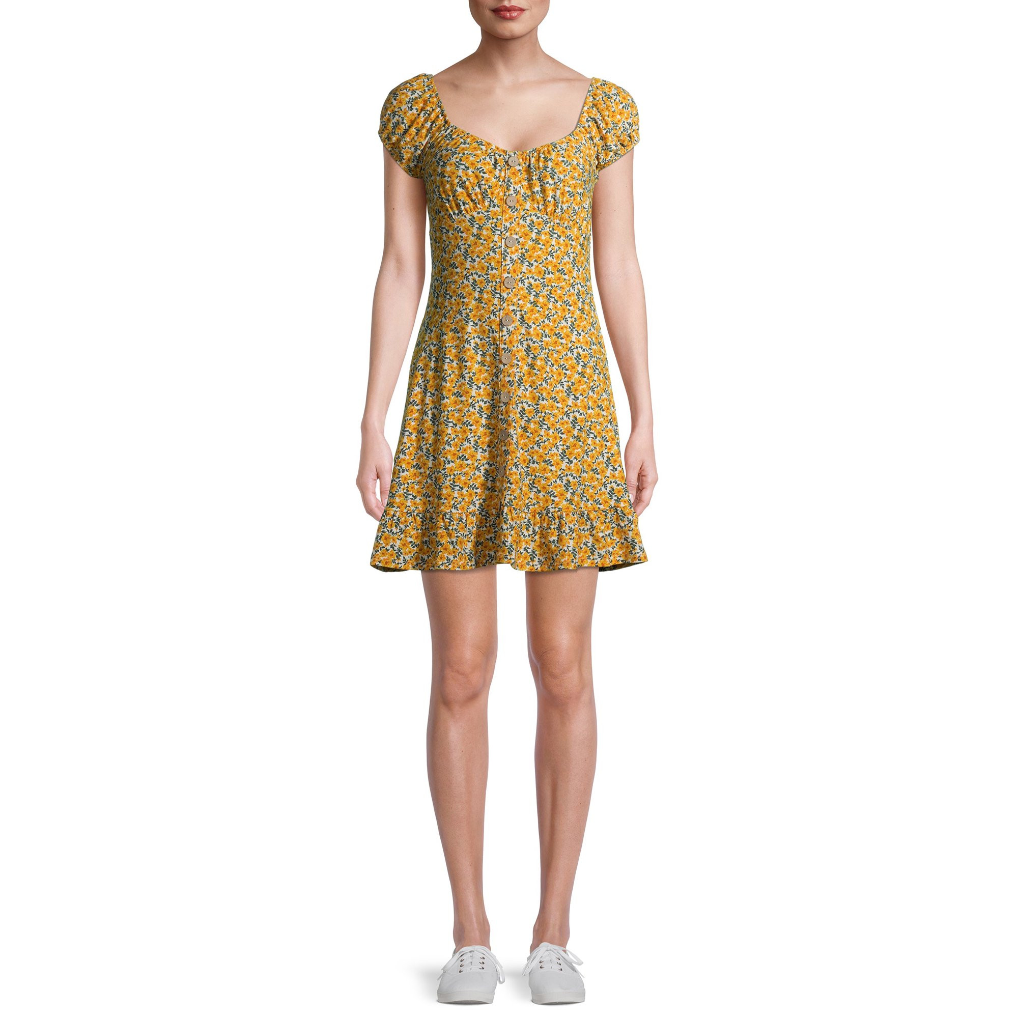 No Boundaries Juniors' Puff Sleeve Dress | Walmart (US)