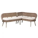 bali & pari Raisa Rattan BOHO Dining Nook Banquette Set, Greywashed | Walmart (US)