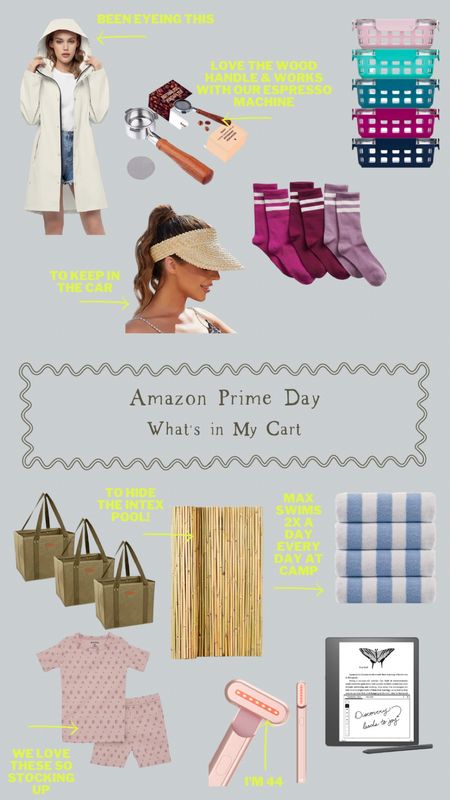 Amazon Prime Day…what’s in my cart. 

Raincoat, woven visor, kids socks, Ello glass storage containers, Breville Barista, reusable grocery bags, bamboo fencing, beach towels, pool towels, Kindle Scribe, girls short sleeve pajamas, solawave renewal wand 

#LTKxPrimeDay #LTKFind #LTKunder50