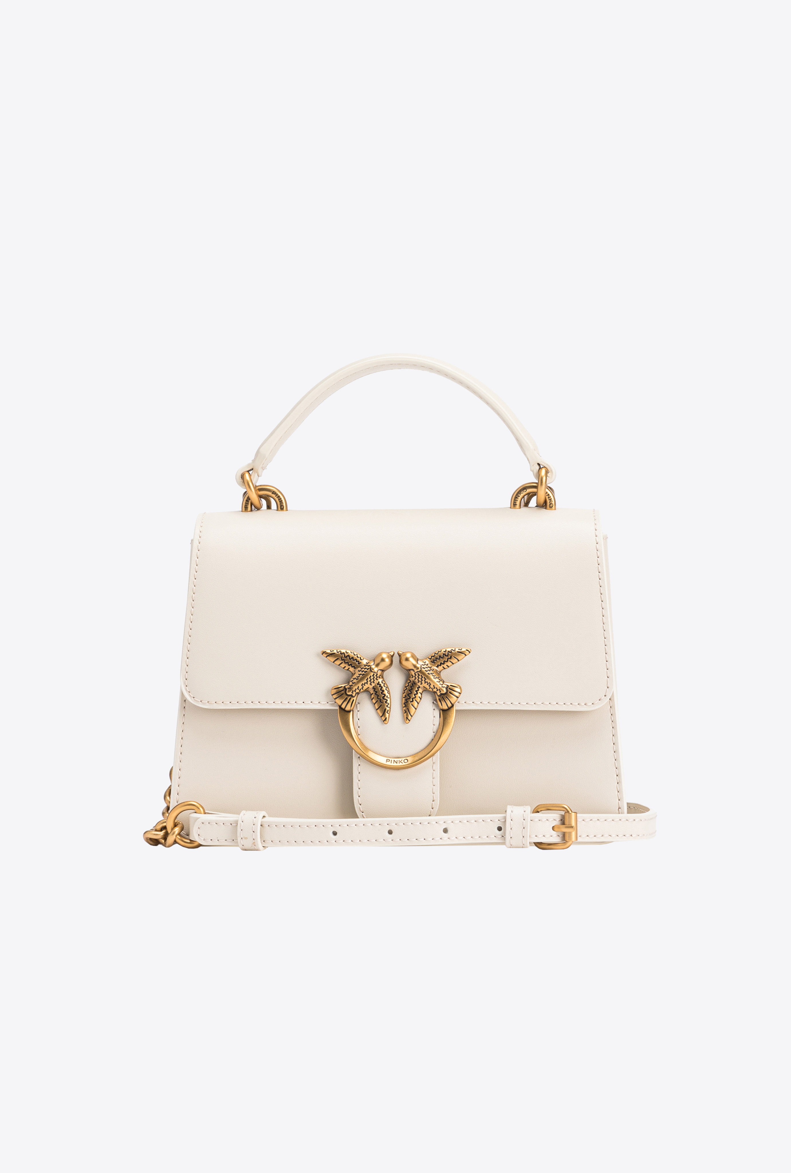 Pinko, Mini Love Bag One Light Simply à anse supérieure, Blanc+blanc-or antique, U | PINKO (Global)