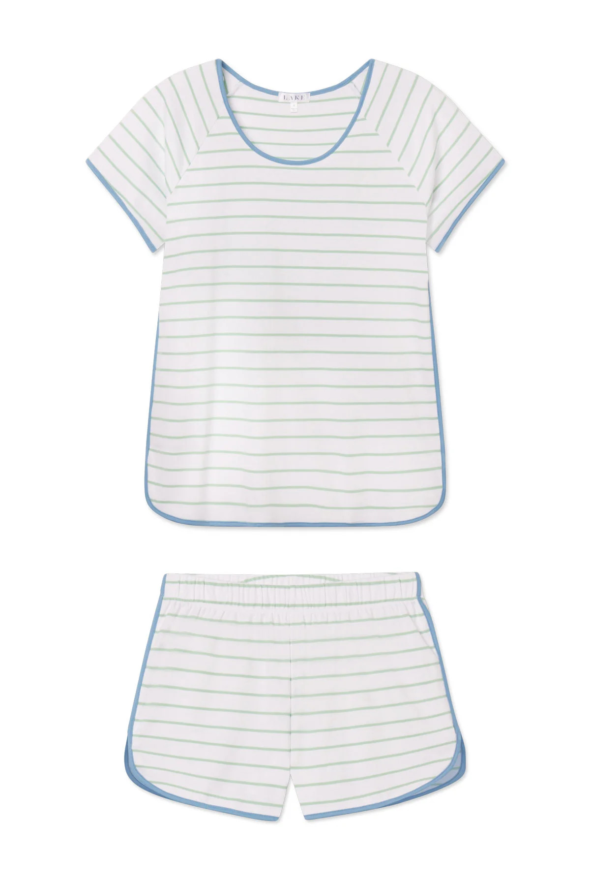 Pima Shorts Set in Parisian Green Club Stripe | Lake Pajamas