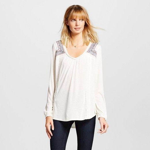 Women's Embroidered Knit Top with Crochet Back - Knox Rose™ | Target