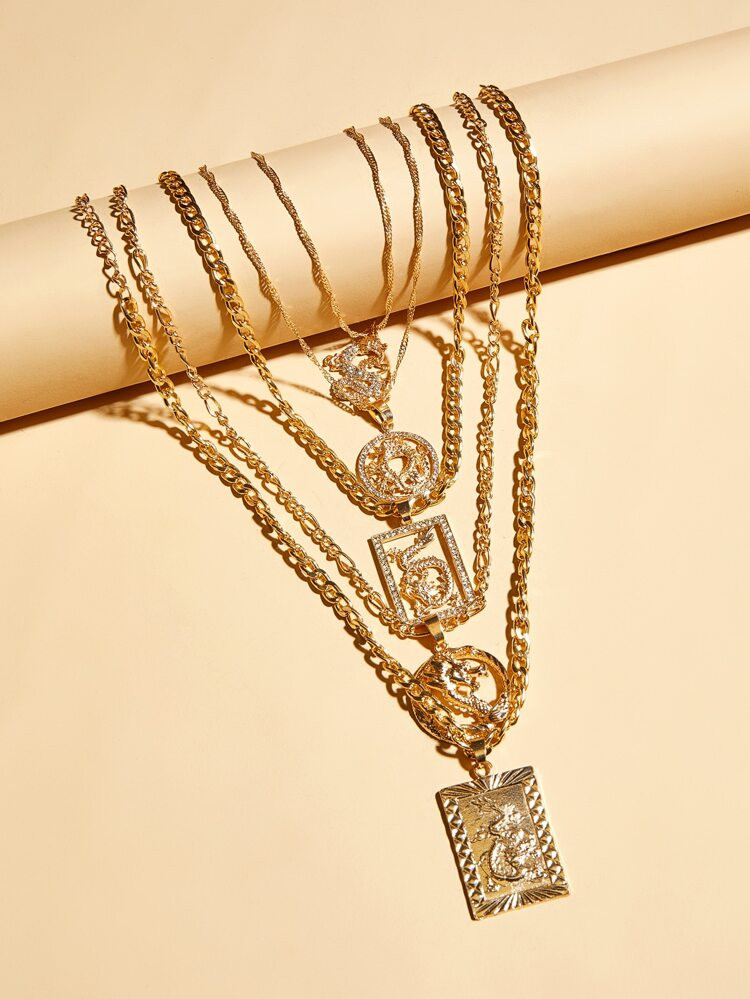 5pcs Dragon Charm Necklace | SHEIN