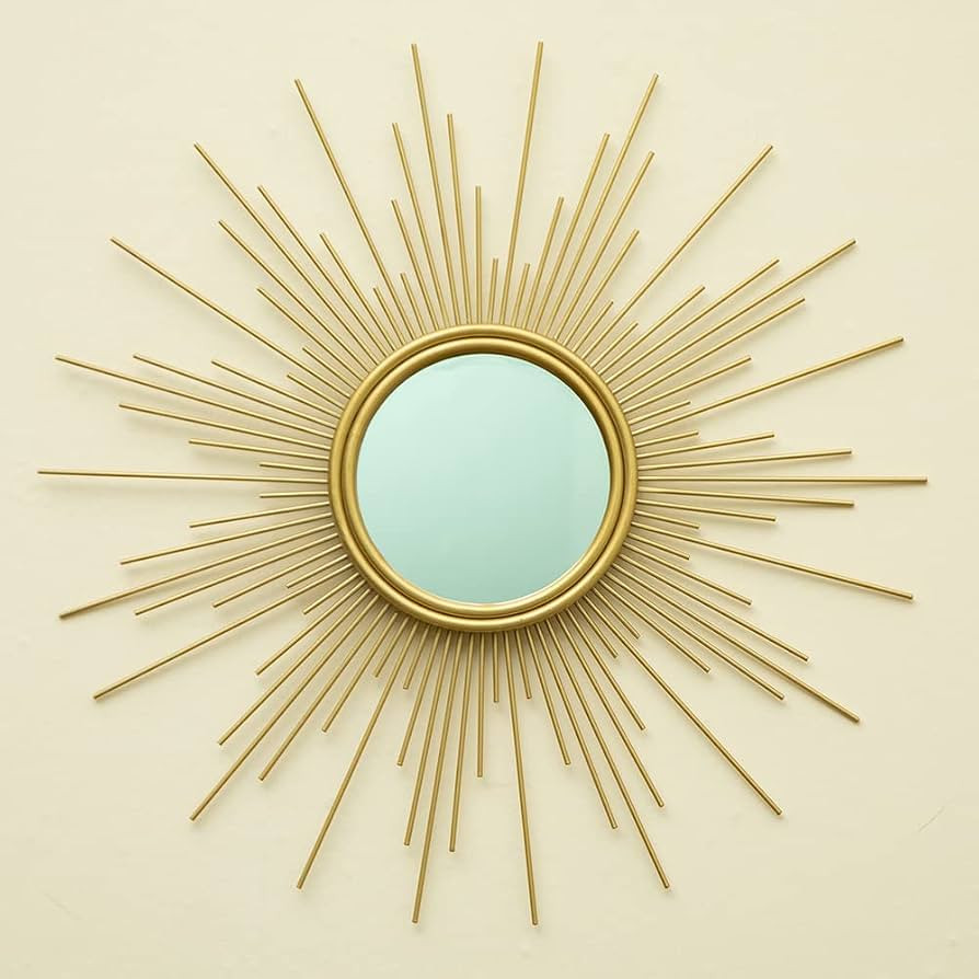 24'' Gold Sunburst Wall Mirror Boho Home Decor Mordern Round Hanging Wall Art for Living Room/Bed... | Amazon (US)