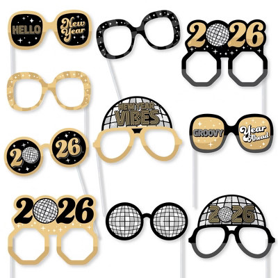 Big Dot of Happiness Disco New Year Glasses - Paper Card Stock Groovy 2026 NYE Party Photo Booth ... | Target