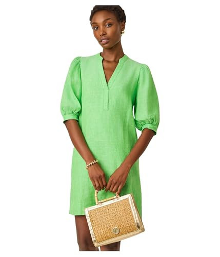 Lilly Pulitzer Womens, Mialeigh Elbow Sleeve Linen, Putting Green X Resort White, 4 | Amazon (US)