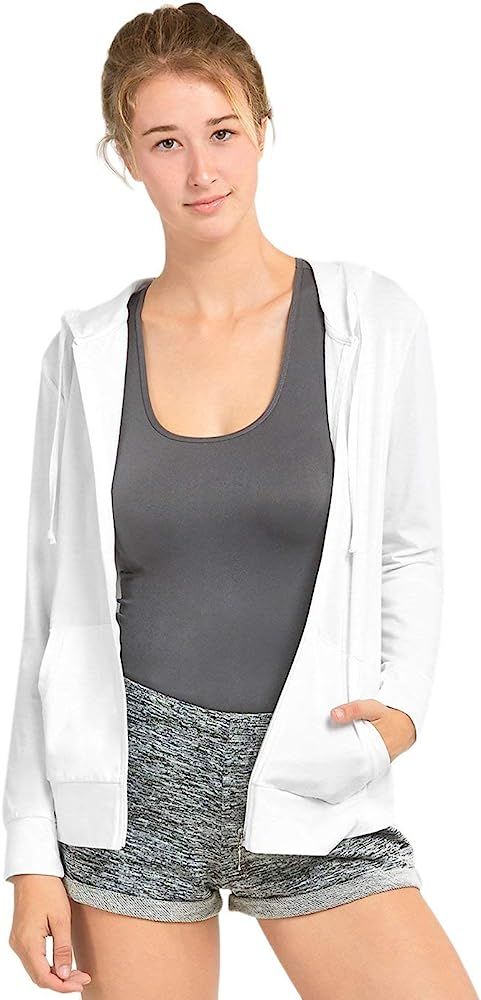 Sofra Women's Thin Cotton Zip Up Hoodie Jacket | Amazon (US)