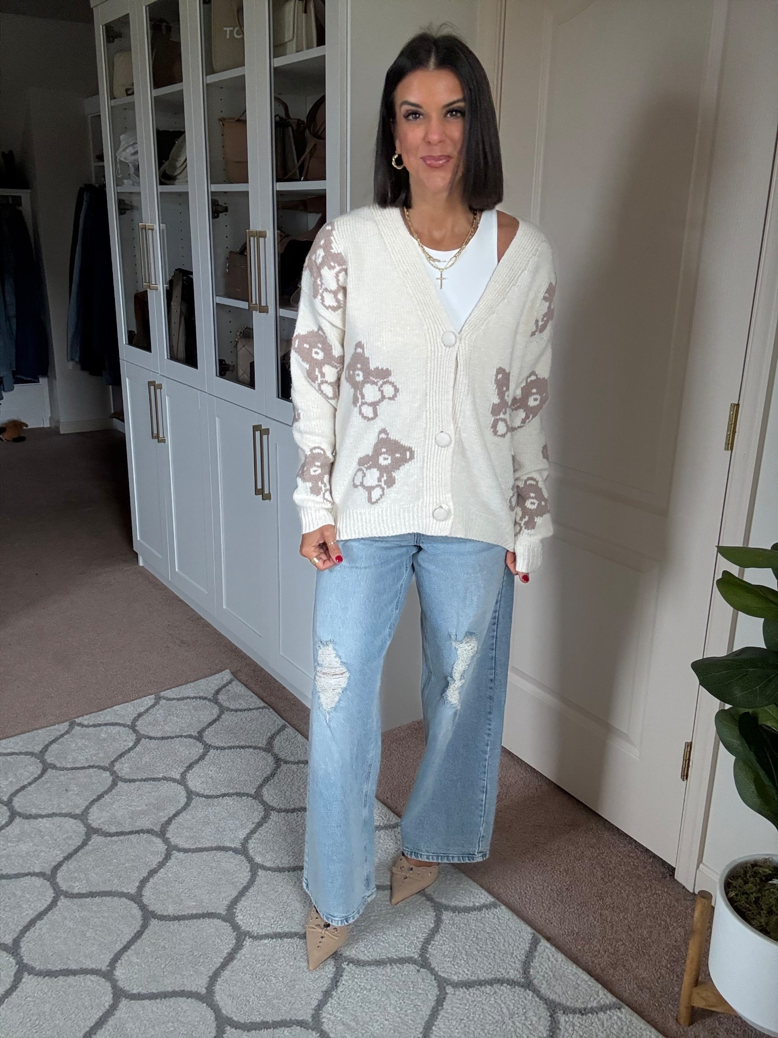 This adorable Walmart cardigan was a top seller this week! I’m in size xs. Size down at least one in Walmart jeans. I’m 5’5 and sized down one size to a zero, and they are still loose 

#LTKHoliday #LTKSeasonal #LTKStyleTip