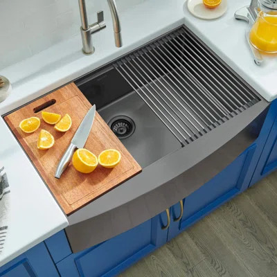 Ruvati 36-inch Workstation Apron-Front Stainless Steel Kitchen Sink | Wayfair North America