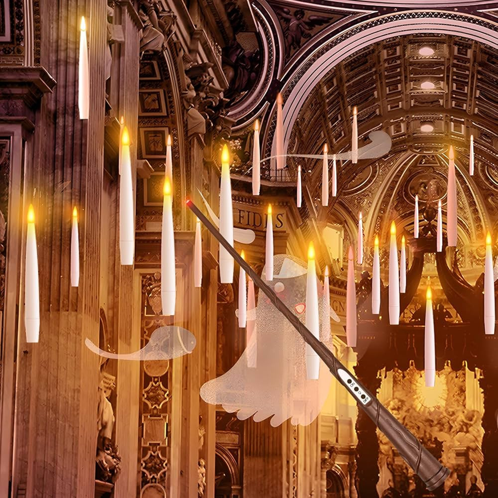 Floating Candles with Wand, Christmas Decoration 20 PCs Magic Hanging Candles, Flickering Warm Li... | Amazon (US)