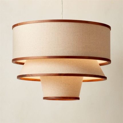 Bruna Walnut Wood and Linen Modern Pendant Light