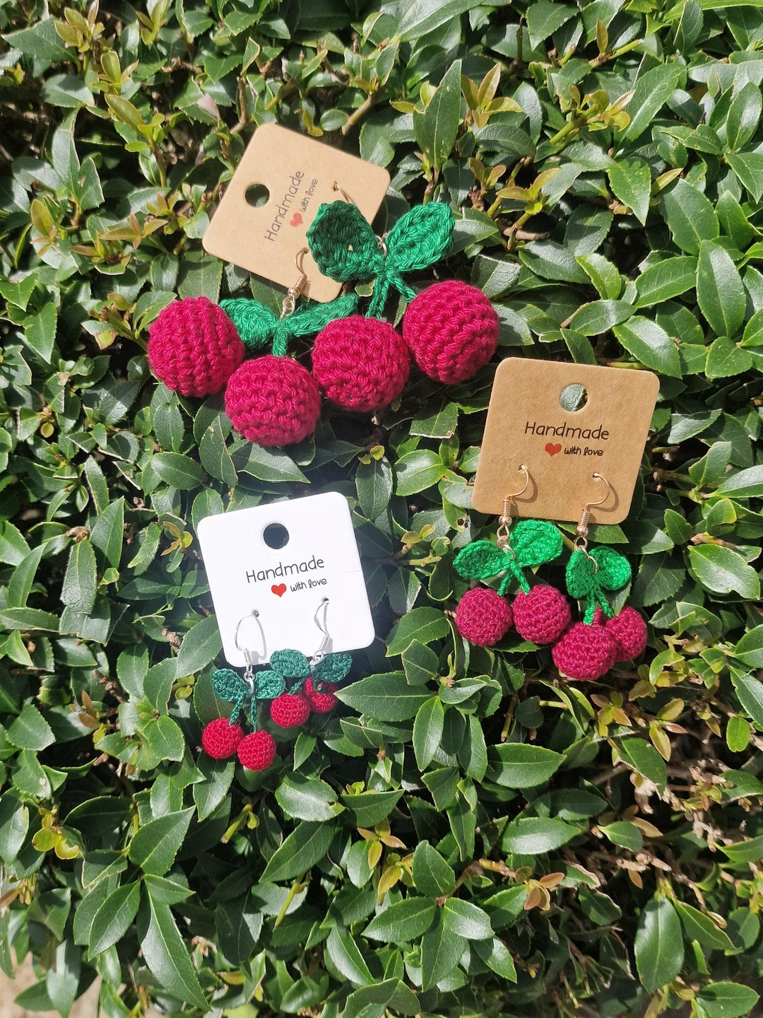 Handmade Crochet Cherry Earrings,crochet Jewellery,dangle Earrings,fruit,handmade Gifts 3 Sizes A... | Etsy (US)