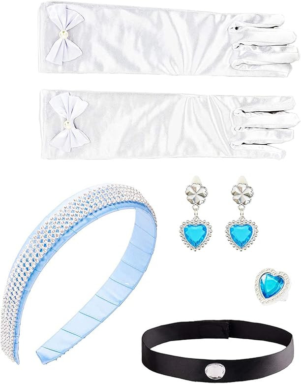 Girls Costume Accessories Princess Dress Up Kids Cosplay Headband Crown Choker Glove Set Halloween P | Amazon (US)