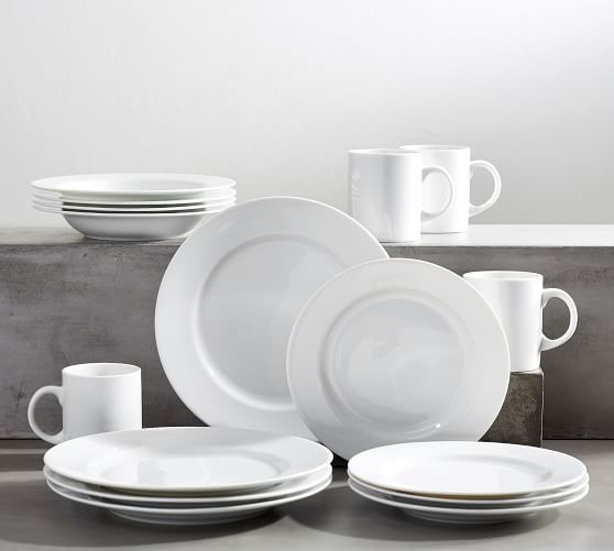 Classic Rim Porcelain 16-Piece Dinnerware Set | Pottery Barn (US)
