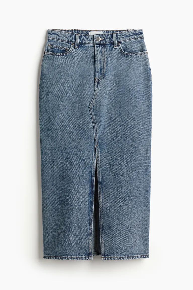 Denim Midi Skirt - Regular waist - Midi - Denim blue - Ladies | H&M US | H&M (US + CA)