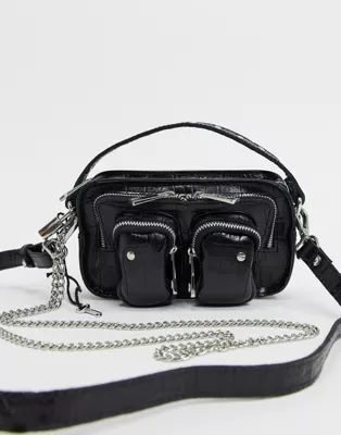 Nunoo Helena leather cross body bag with chain in black croc | ASOS (Global)