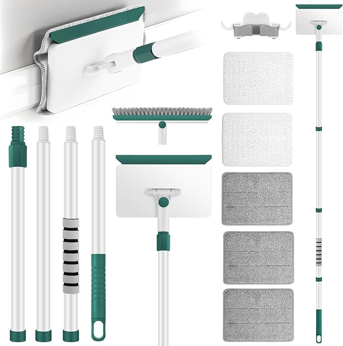 Baseboard Cleaner Tool with Handle, 60" Extendable Long Handle Baseboard Cleaner with 5 Reusable ... | Amazon (US)
