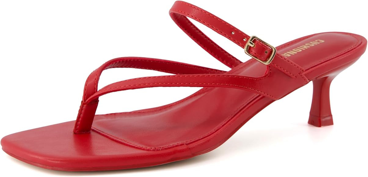 CUSHIONAIRE Women's Madrid Strappy Kitten Heel Sandals +Memory Foam, Wide Widths Available | Amazon (US)
