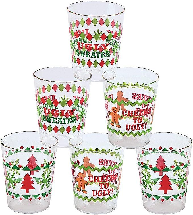 Ugly Sweater Shot Glass - Bulk set of 24 Plastic Shot Glasses - Christmas Holiday Party Supplies ... | Amazon (US)
