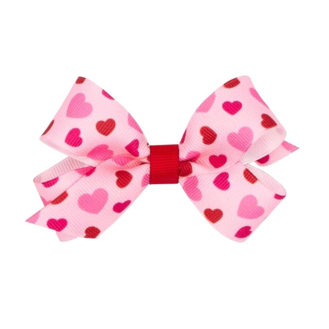 Wee Ones Girls' Valentines Day Grosgrain Hair Bow on WeeStay no-slip clip, Valentine Heart Print,... | Amazon (US)